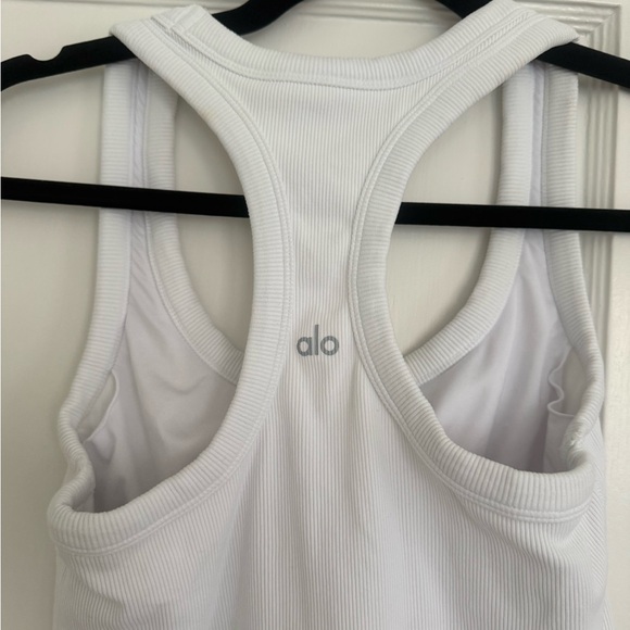 ALO Yoga White Ribbed Racerback Tank Top - Picture 4 of 4